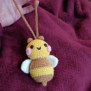 Handmade Crochet Bee Toy for Small Pets - Yellow and Brown